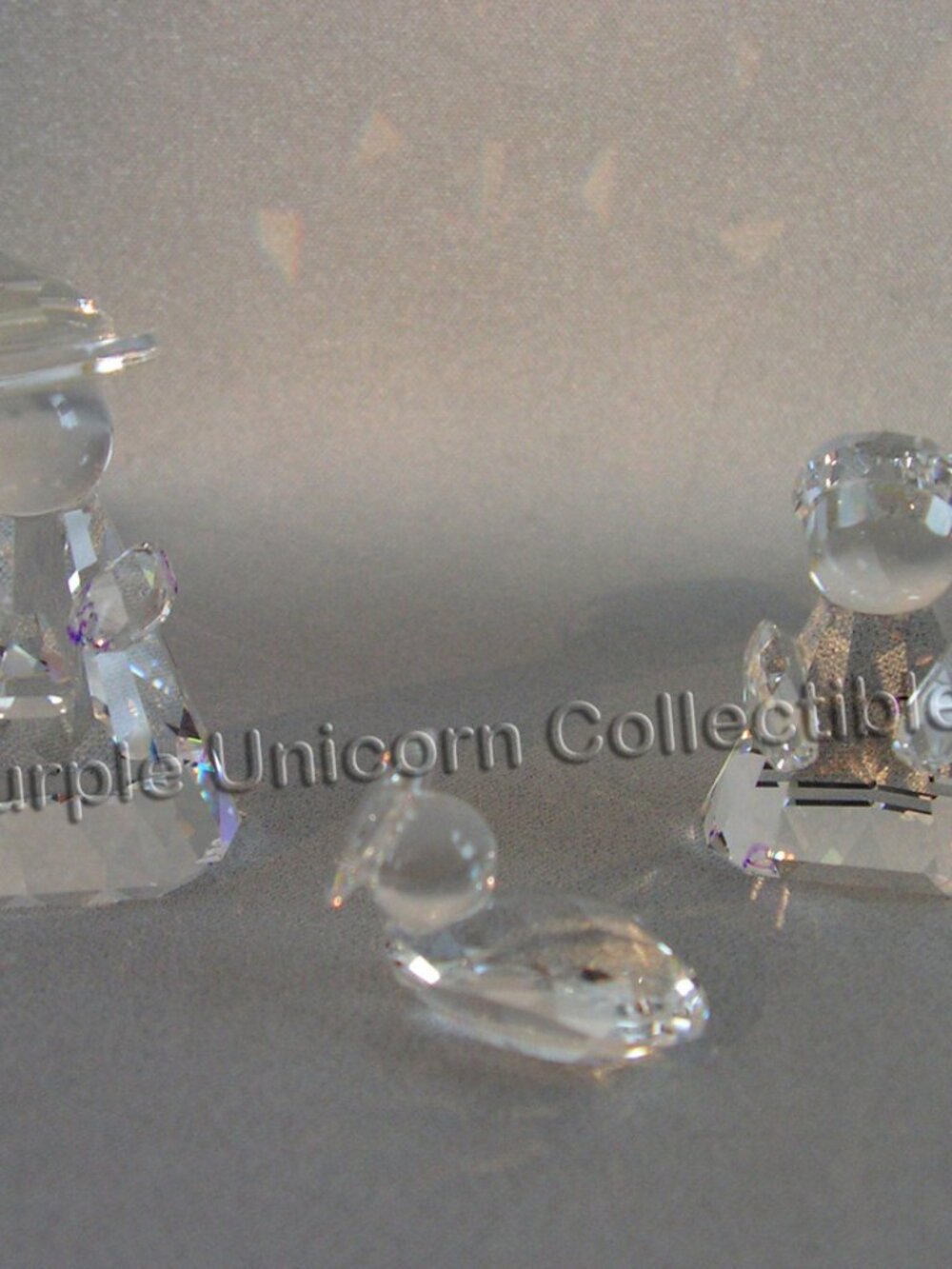 Swarovski Crystal Holy Family 3 Pc Nativity Set Boxes Retired Store Display